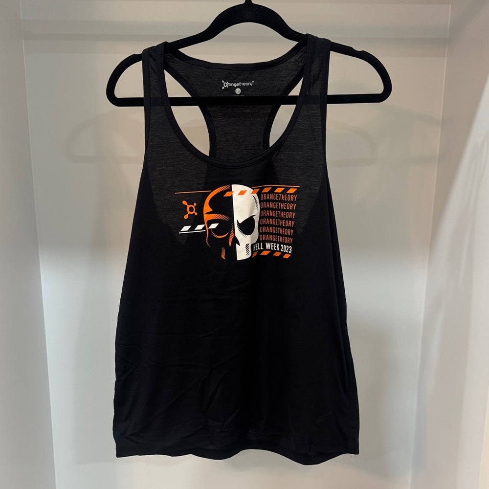 Orangetheory Black Tank with Orange and White Mask Graphic